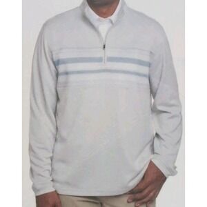 PEBBLE BEACH Gray Stripe Dry-Luxe Performance 1/4 Zip Pullover Sz M Mens NWT